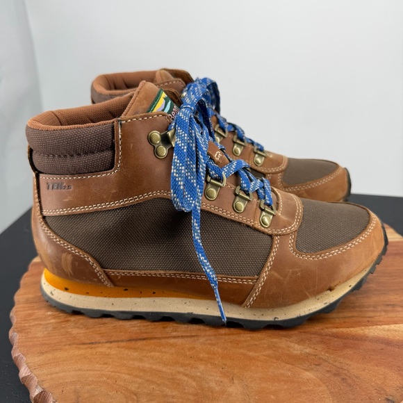 L.L. Bean Shoes - L.L. Bean Katahdin waterproof- Brown Blue laces Hiking Boots Rugged tek 2.5 sz 7